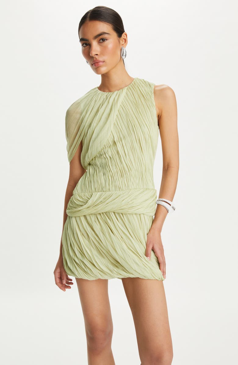 Tory Burch Asymmetric Draped Silk Minidress, Alternate, color,