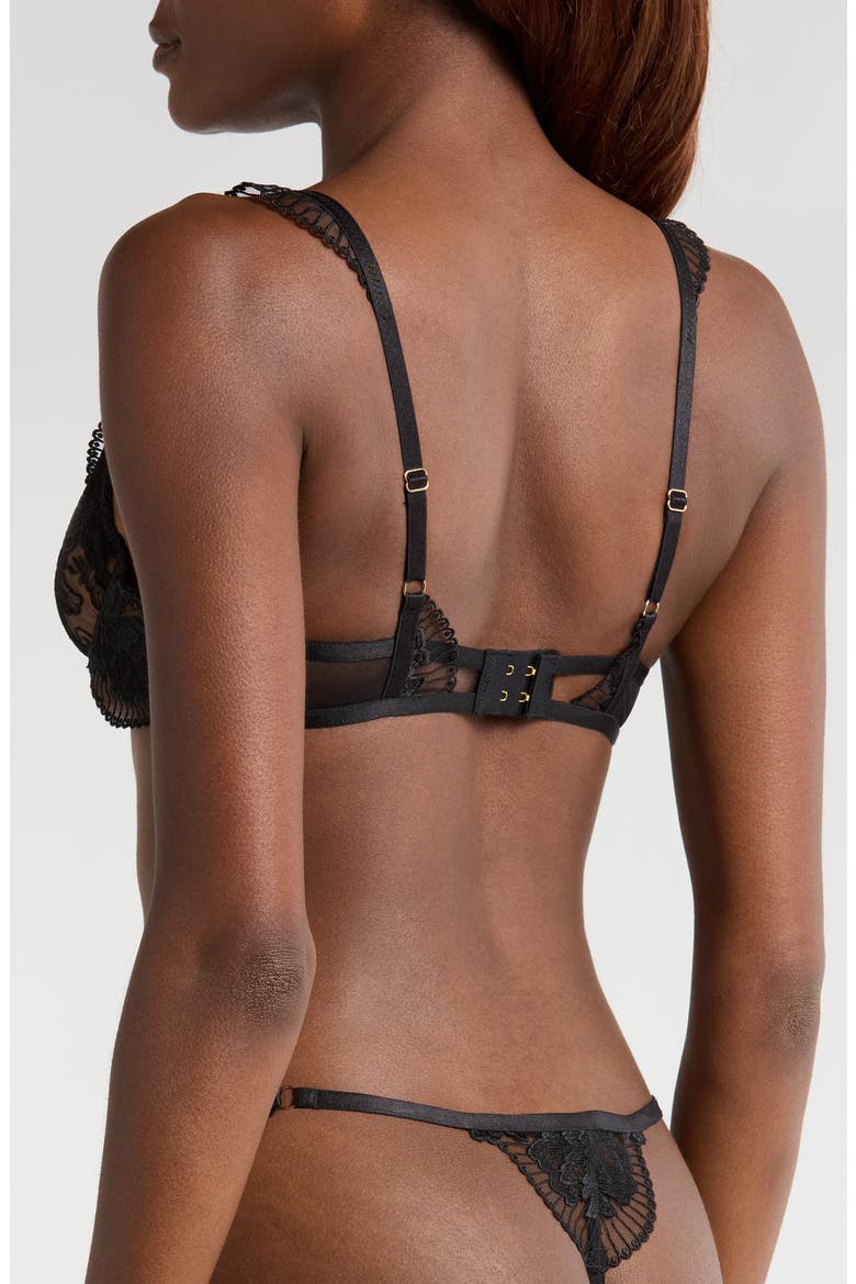 Gabriella Embroidered Mesh Underwire Bra, Alternate, color, BLACK