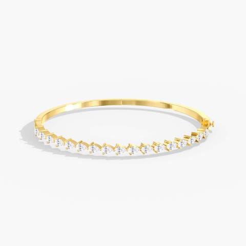 East West Pear Lab Diamond Bangle in 14K