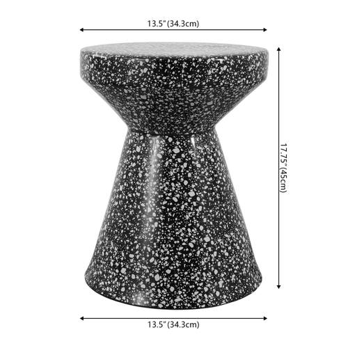 Jonathan Y Xenia 17.75" Modern Bohemian Terrazzo Indoor/outdoor Drum Accent Table In Black/white