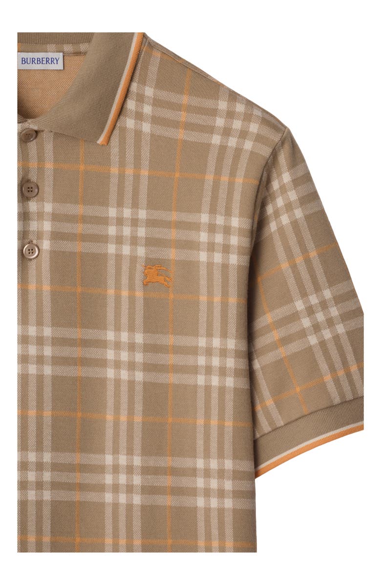 Burberry Check Cotton Polo Shirt, Alternate, color, Broom Brown