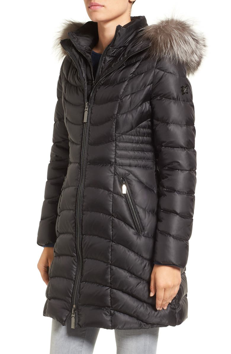 Dawn Levy Genuine Fox Fur Trim Down Parka, Alternate, color, 