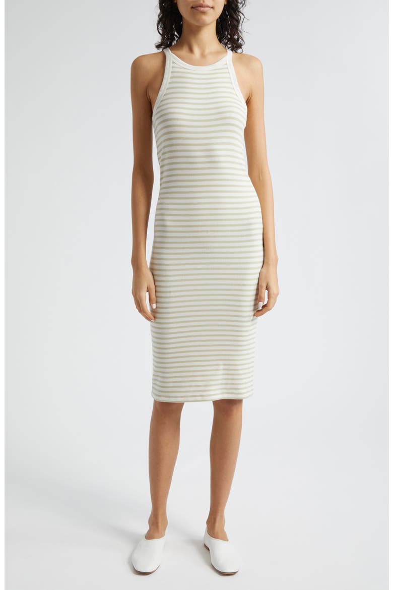 Stripe Rib Tank Dress, Main, color, CHALK / MORNING MIST