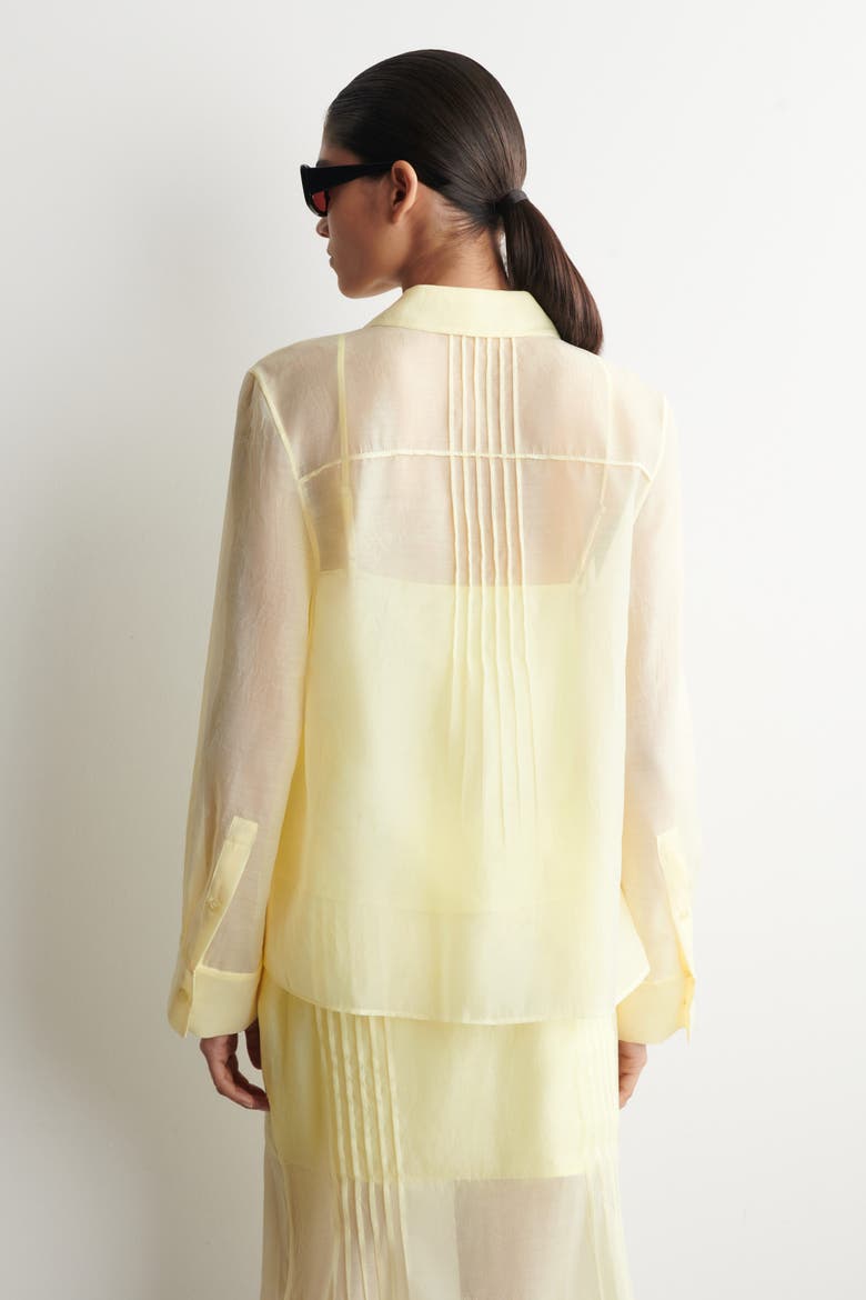 Sheer Pintucked Shirt, Alternate, color, YELLOW