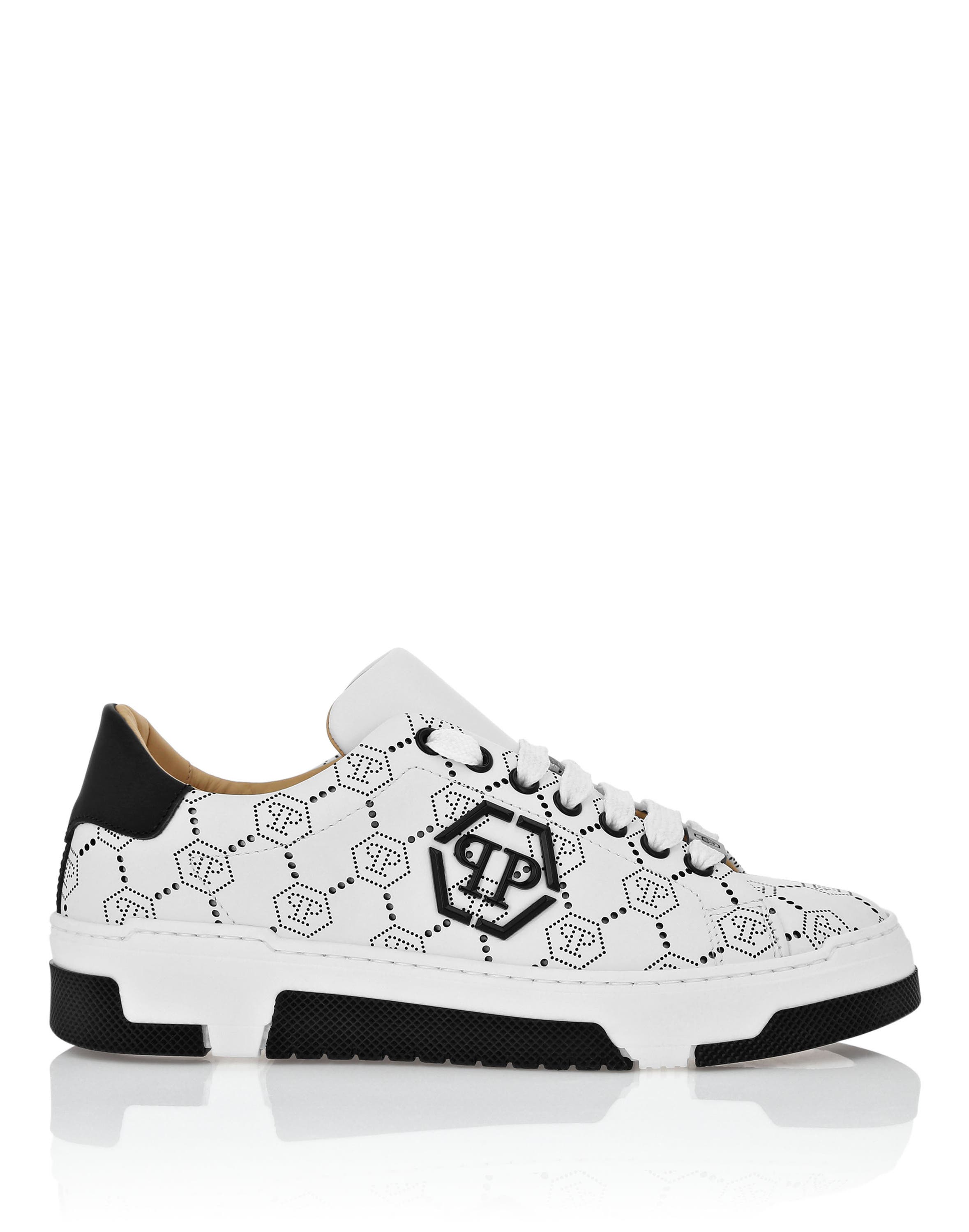 Low Top Leather Skeakers Matte Monogram Unisex, Alternate, color, black