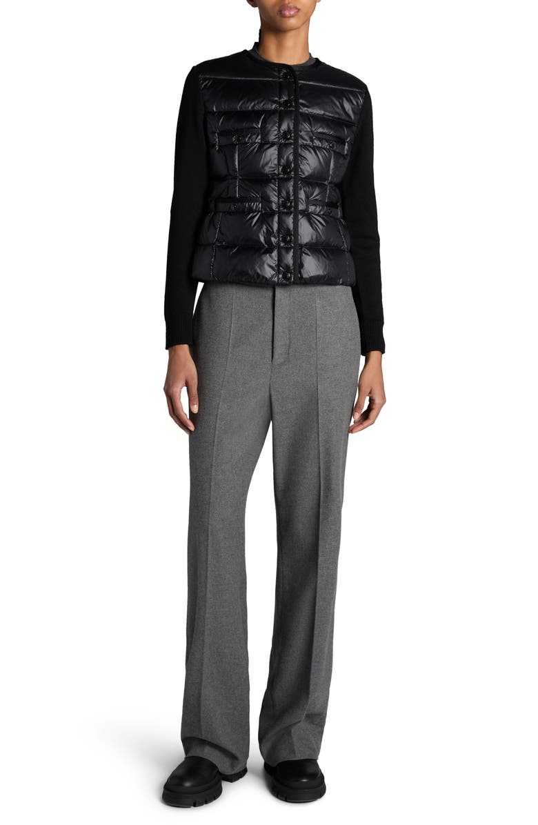 Moncler Mixed Media Down Cardigan, Alternate, color, 