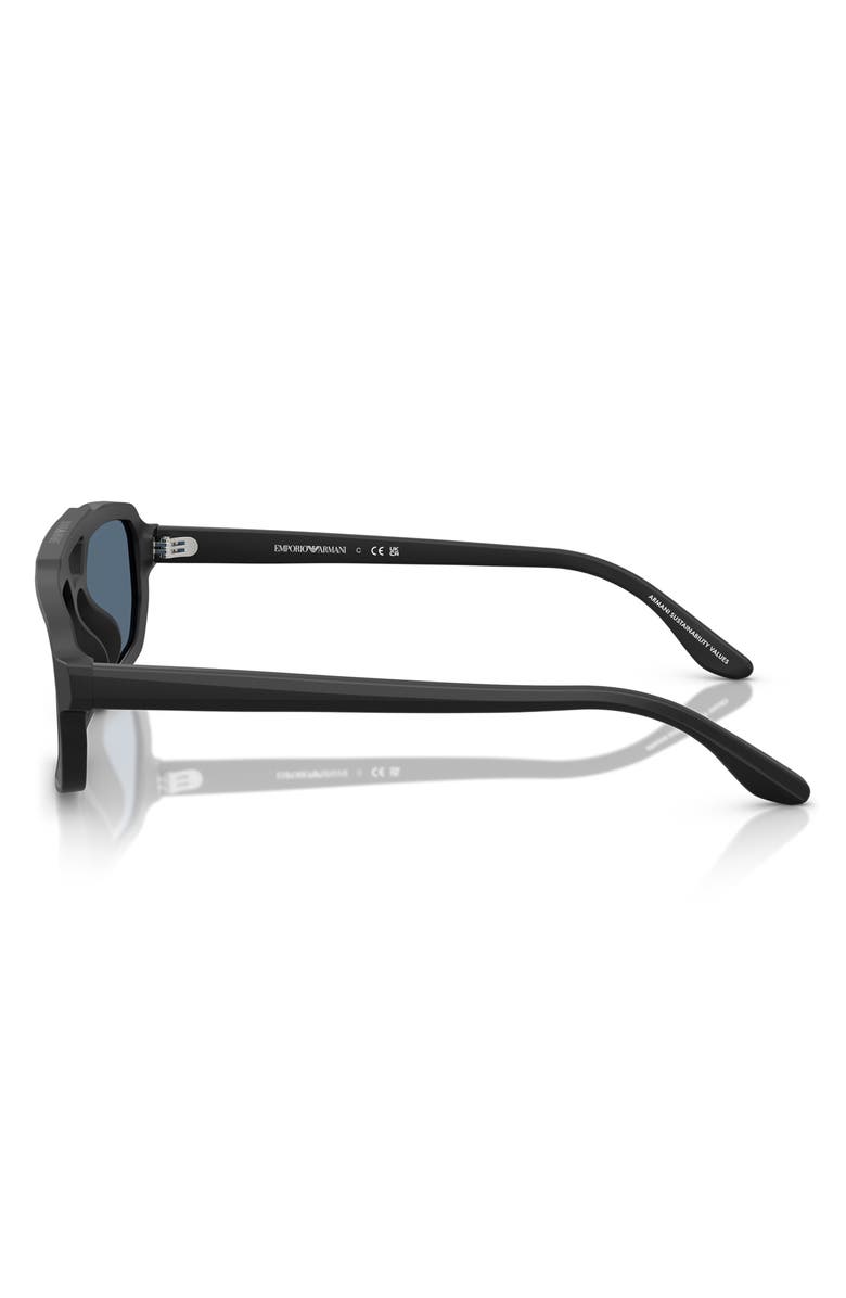 Emporio Armani 53mm Irregular Sunglasses, Alternate, color, Matte Black / Dark Blue