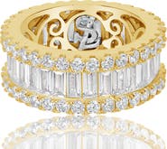 SUZY LEVIAN 14K Gold Vermeil CZ Eternity Band Ring