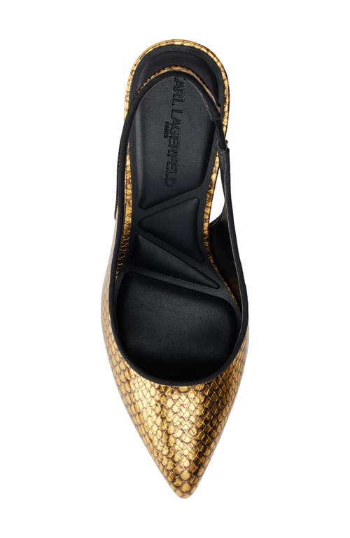 Shop Karl Lagerfeld Paris Rosalyn Slingback Pointed Toe Pump In Gold/black