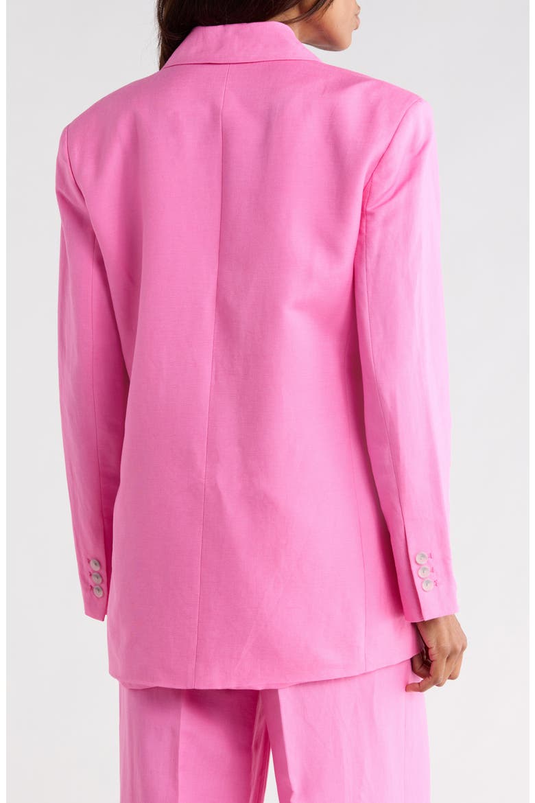 Two-Button Linen Blend Boyfriend Blazer, Alternate, color, POP PINK