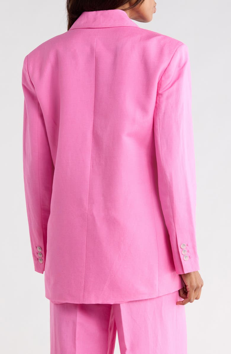 Kenneth Cole Two-Button Linen Blend Boyfriend Blazer, Alternate, color, Pop Pink