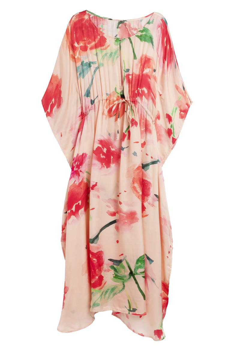 Graceful Blossom Floral Print Cover-Up Kaftan, Alternate, color, MULTI