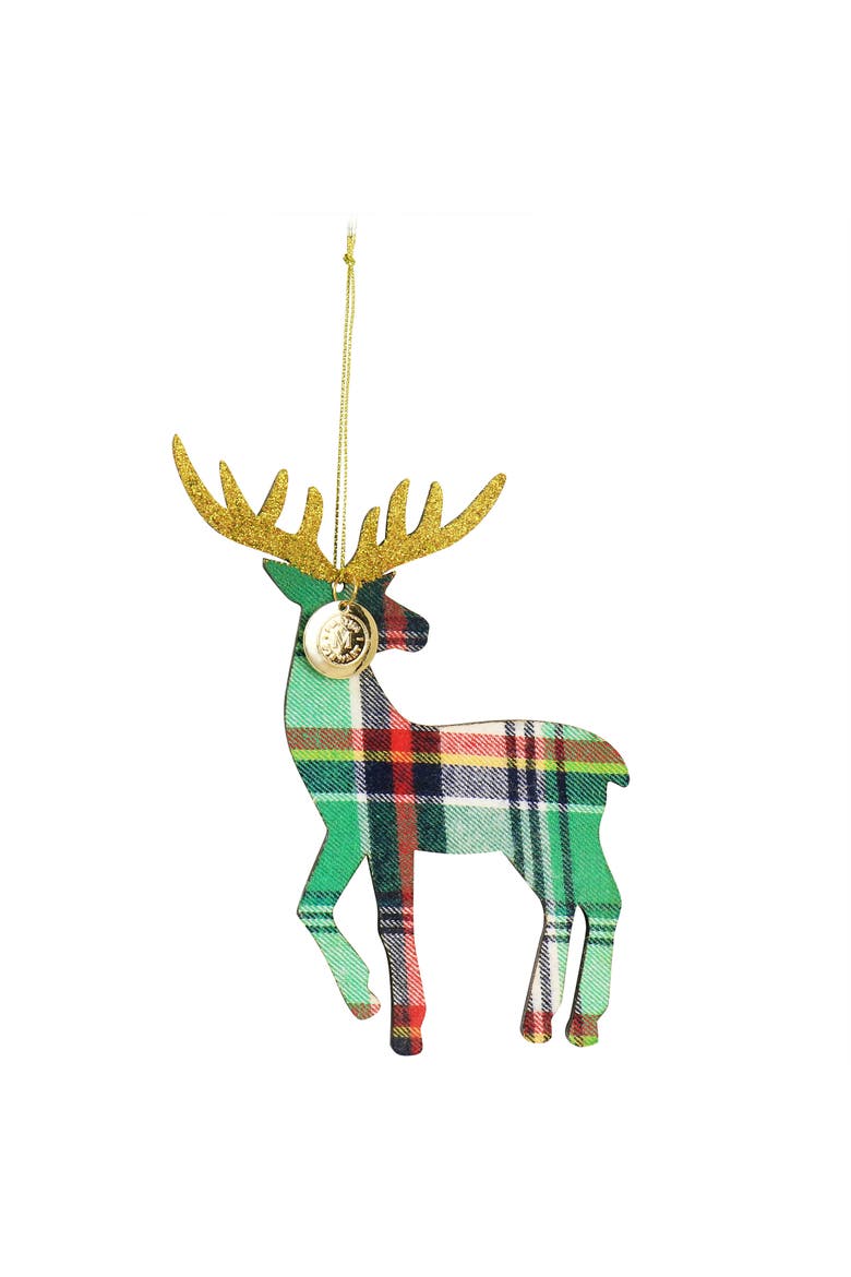 Holiday Reindeer Ornament 4 Piece Set in Red and Green, Alternate, color, Red
