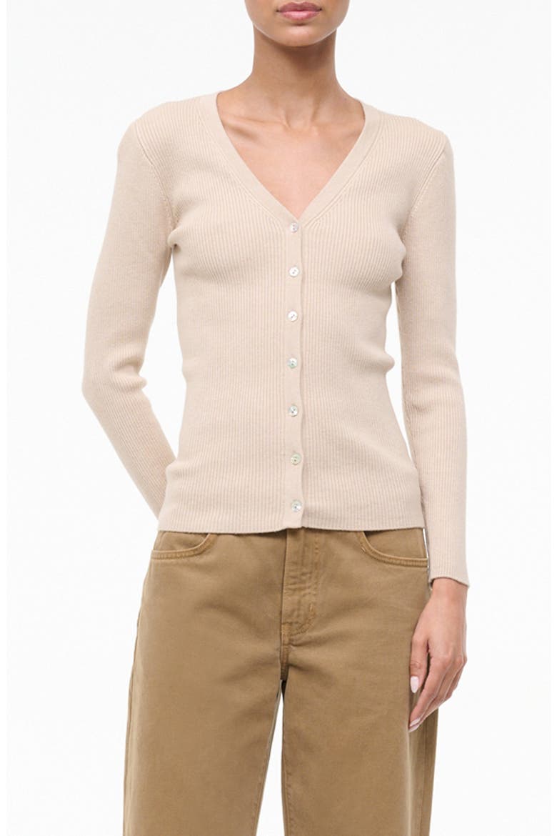 Cargo Wool & Cotton Rib Cardigan, Alternate, color, FAWN