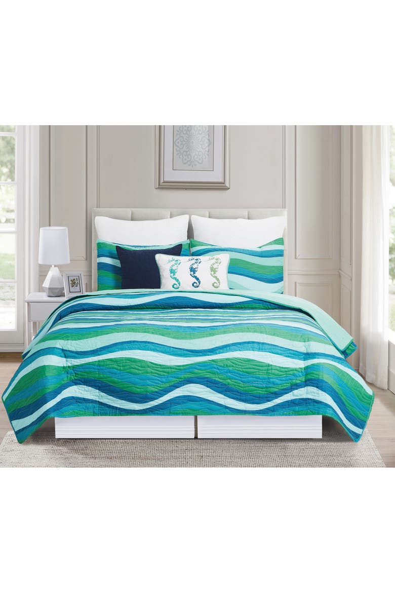 Three Seahorses Trio Cotton Blend Lumbar Accent Pillow 12" x 16, Alternate, color, Green