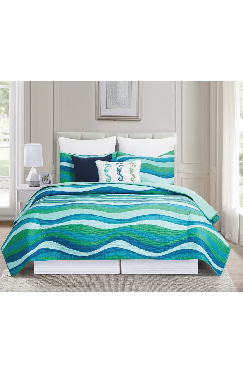 C&F Home Three Seahorses Trio Cotton Blend Lumbar Accent Pillow 12" x 16, Alternate, color, Green