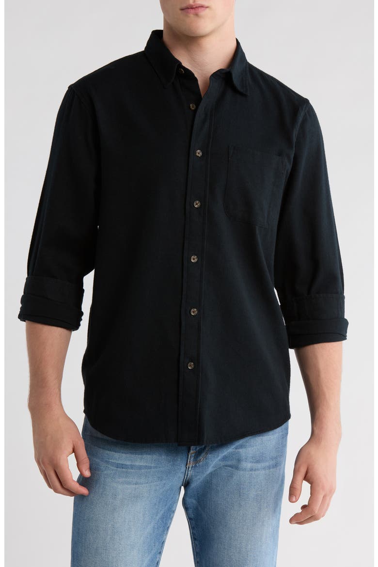 Long Sleeve Flannel Shirt, Main, color, BLACK CAVIAR