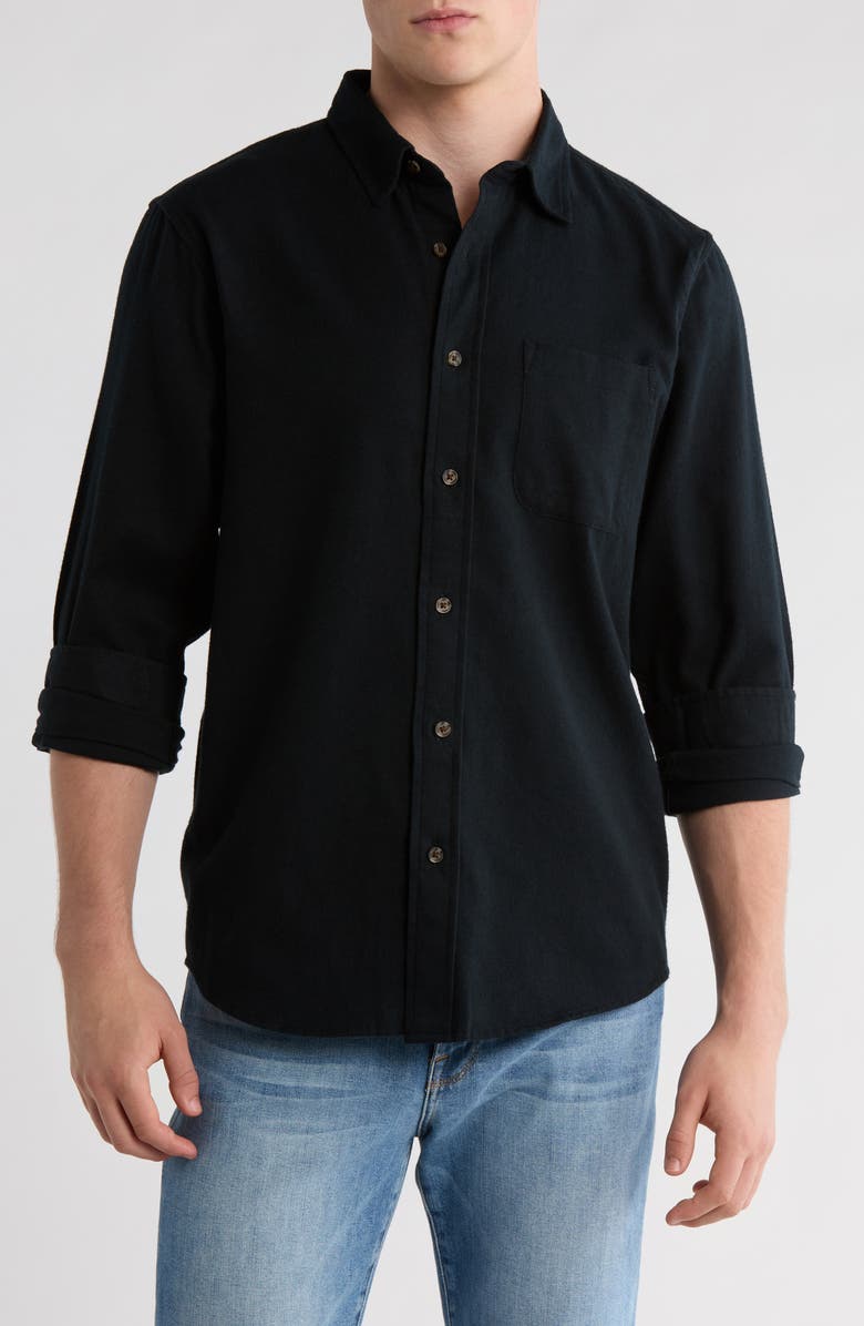 14th & Union Long Sleeve Flannel Shirt, Main, color, Black Caviar