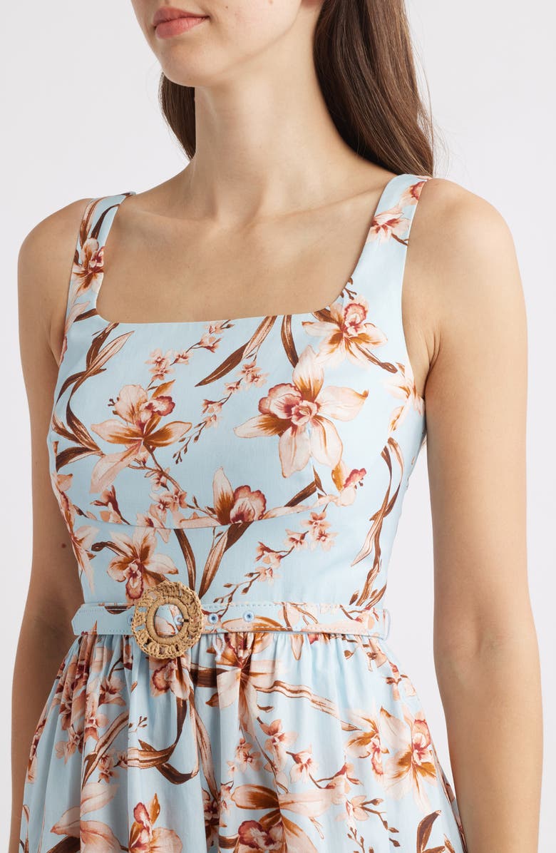 Eliza J Floral Fit & Flare Dress, Alternate, color, Light Blue