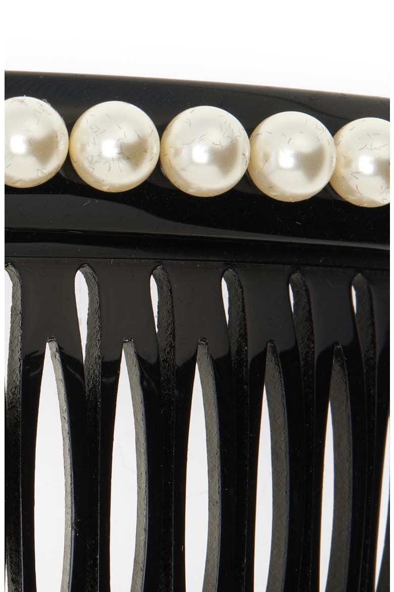 Faux Pearl Hair Comb, Alternate, color, BLACK