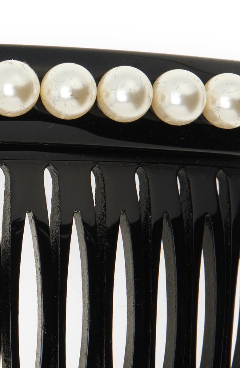 Alexandre de Paris Faux Pearl Hair Comb, Alternate, color, Black