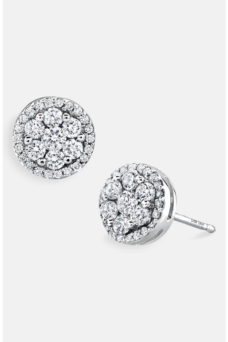 Flower Button Diamond Earrings (Nordstrom Exclusive), Main, color, WHITE GOLD