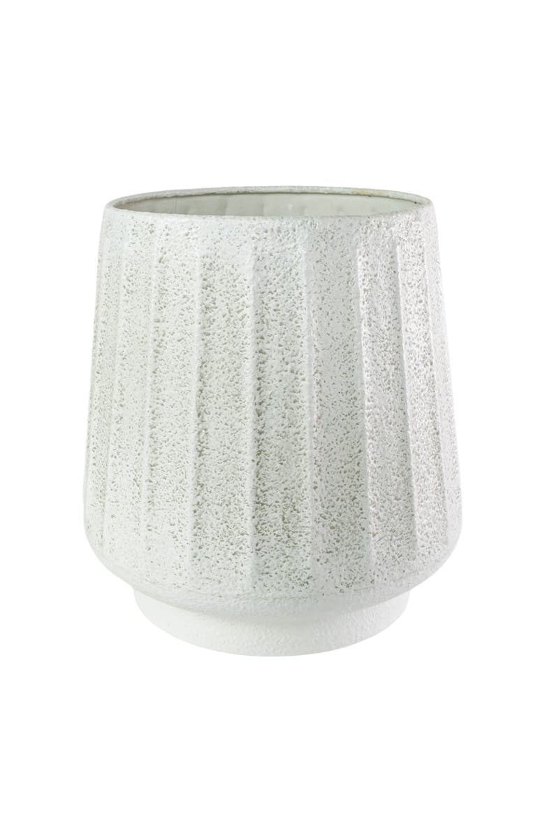 Foreside Home and Garden Fluted Sandy Planter White Metal, Main, color, White