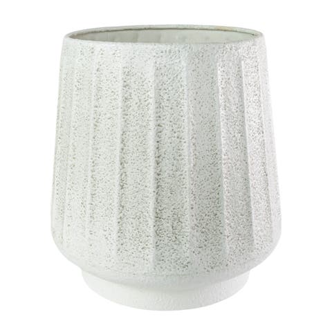 Fluted Sandy Planter White Metal