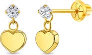 In Season Jewelry 14k Heart Dangle Cubic Zirconia Earrings