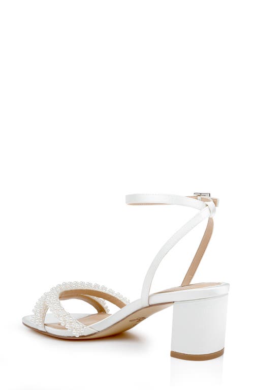 Jewel Badgley Mischka Ninnette Embellished Ankle Strap Sandal In Ivory Satin