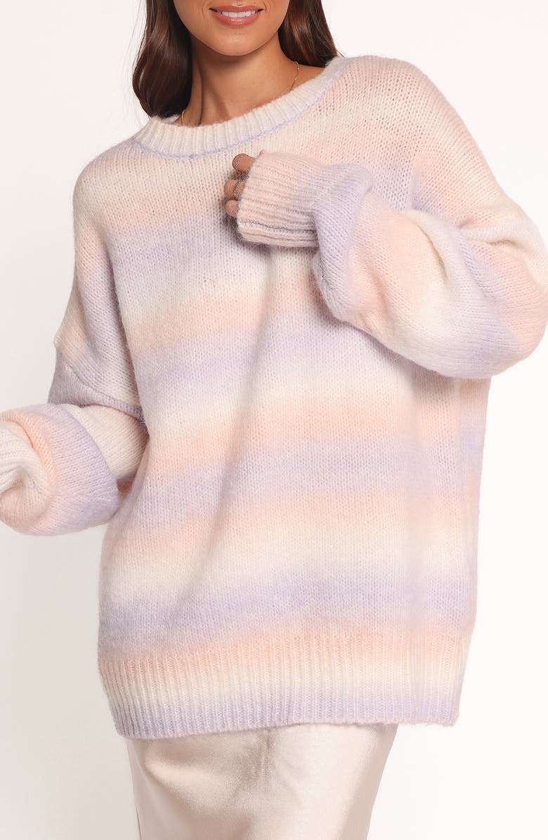 Petal & Pup Joy Oversize Stripe Sweater, Alternate, color, Lavender Stripe