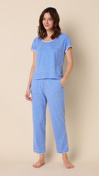 Pima Knit Short Sleeved Simple Set Stripes Dots