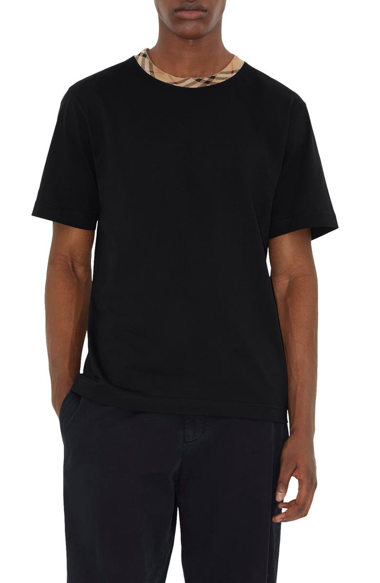 Burberry Check Trim T-Shirt, Main, color, Black