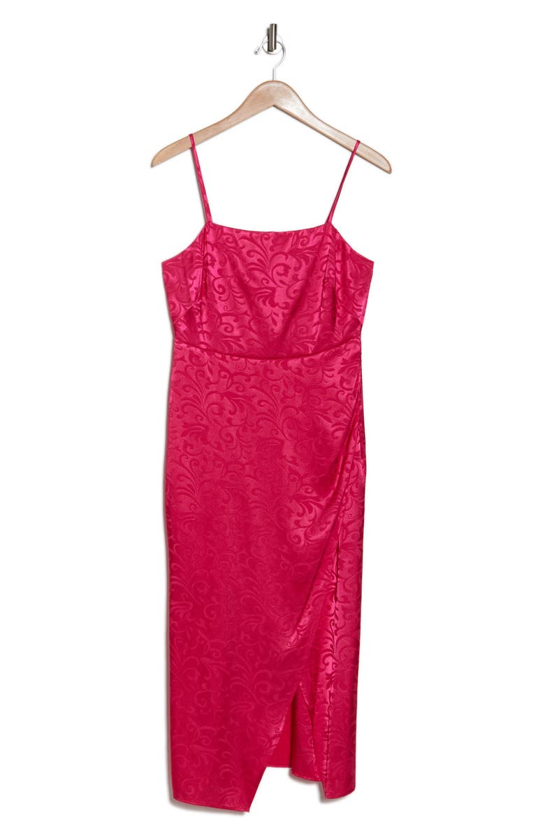 Connected Apparel Wrap Style Jacquard Dress, Alternate, color, Watermelon