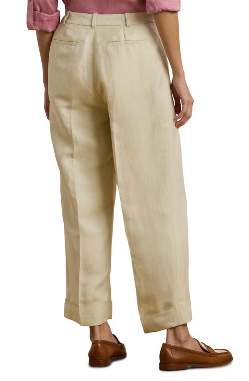 Shop Ralph Lauren Lauren  Linen Blend Twill Crop Pants In Ivory Beige