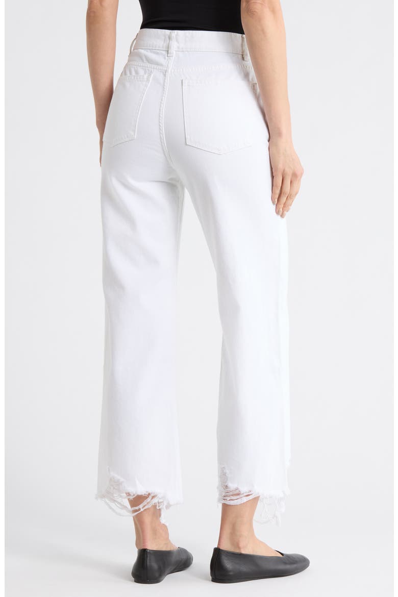 Hepburn High Waist Raw Hem Wide Leg Jeans, Alternate, color, WHITE DISTRESSED