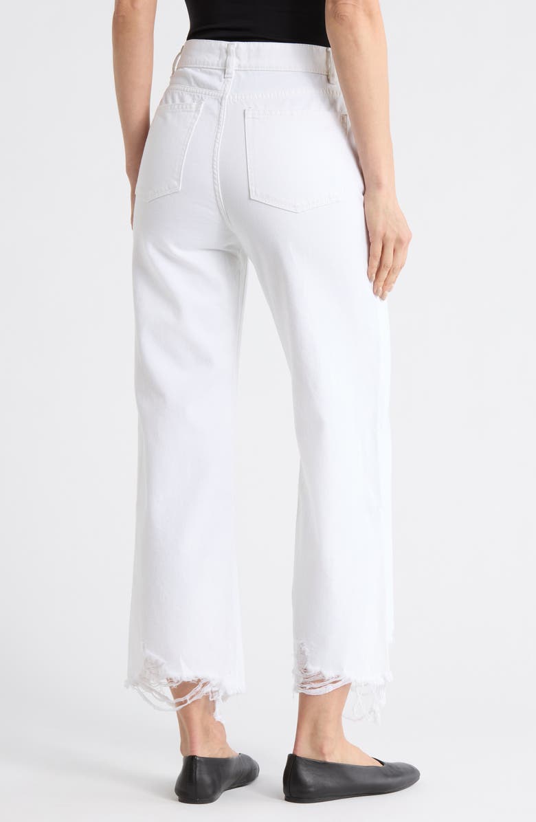 DL1961 Hepburn High Waist Raw Hem Wide Leg Jeans, Alternate, color, White Distressed