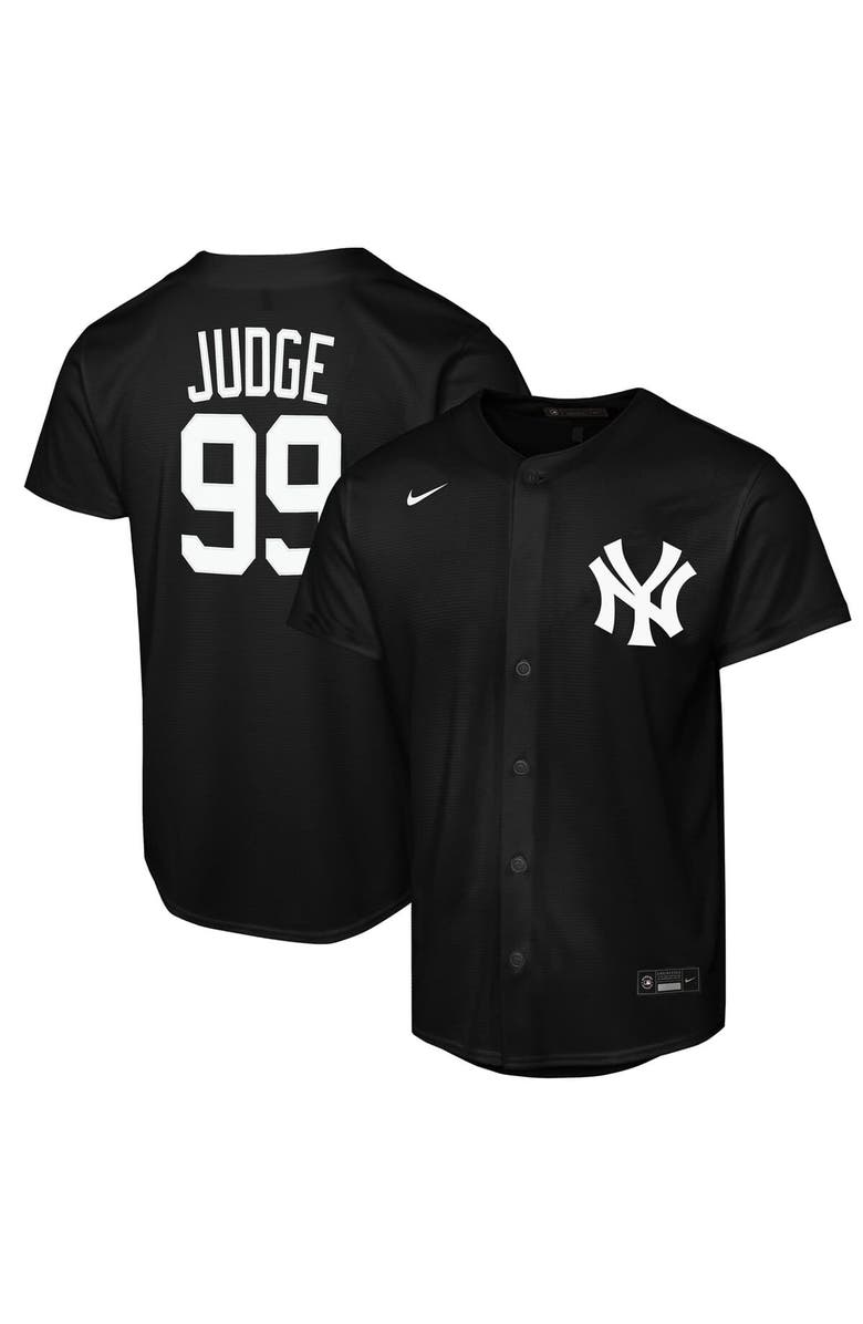 Nike Youth Nike Aaron Judge Black New York Yankees Lights Out Replica Player Jersey, Alternate, color, Black