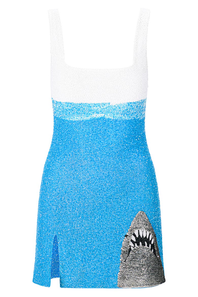 Le Sable Sequin Shark Detail Cocktail Minidress, Alternate, color, GREAT WHITE