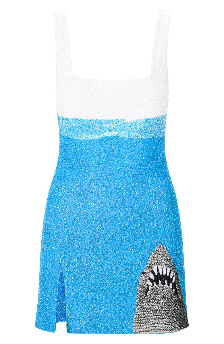 STAUD Le Sable Sequin Shark Detail Cocktail Minidress, Alternate, color, Great White