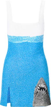 STAUD Le Sable Sequin Shark Detail Cocktail Minidress