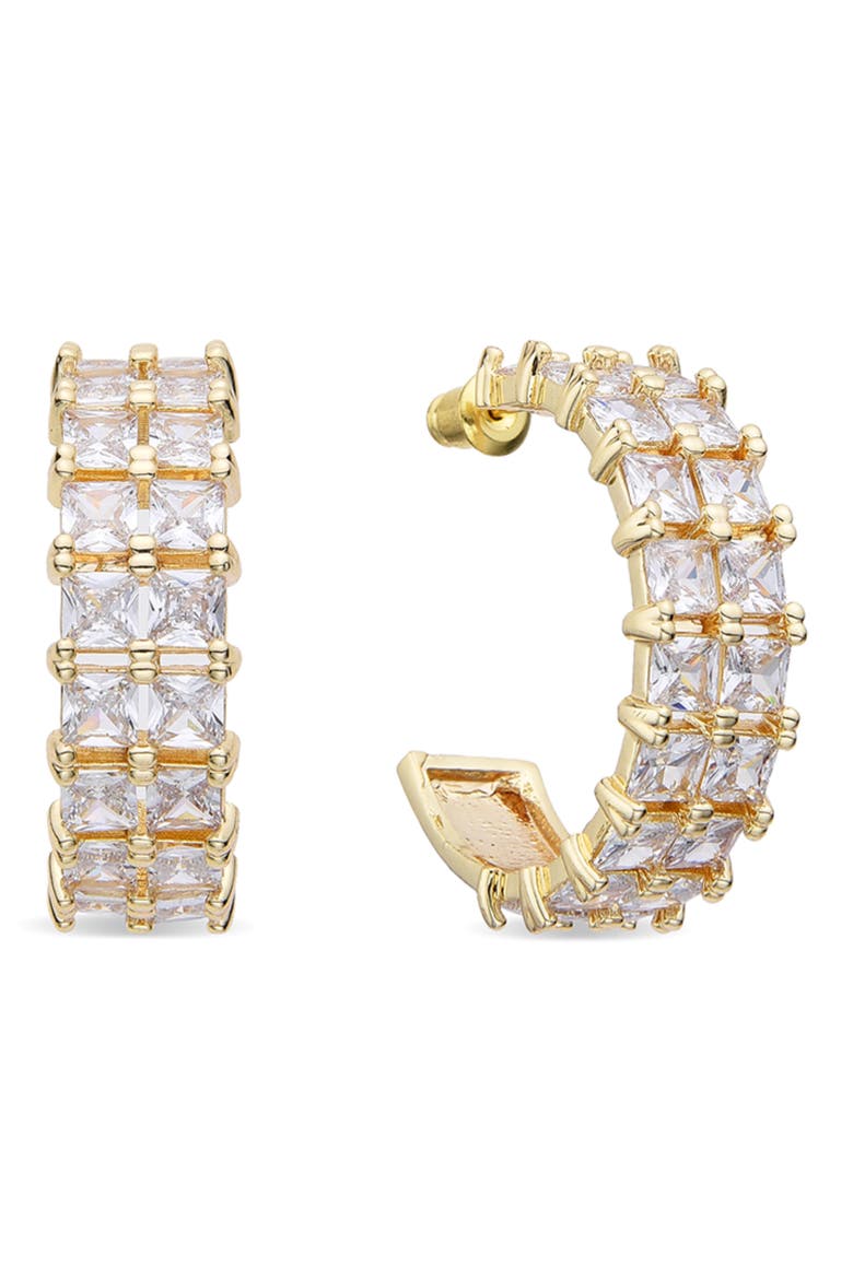 Eva CZ Huggie Hoop Earrings, Main, color, GOLD