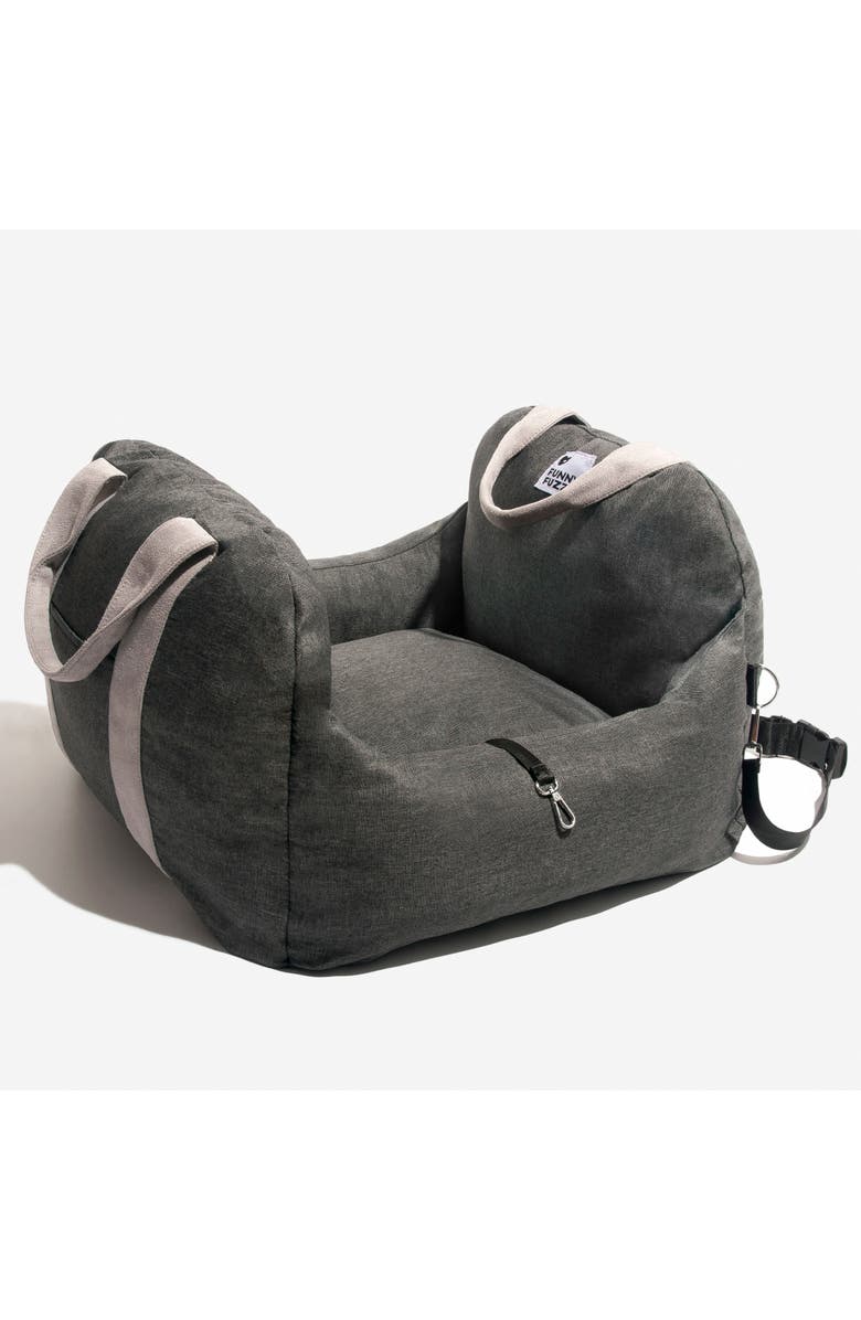 FunnyFuzzy First Class Dog Car Seat Bed, Main, color, Charcoal Grey