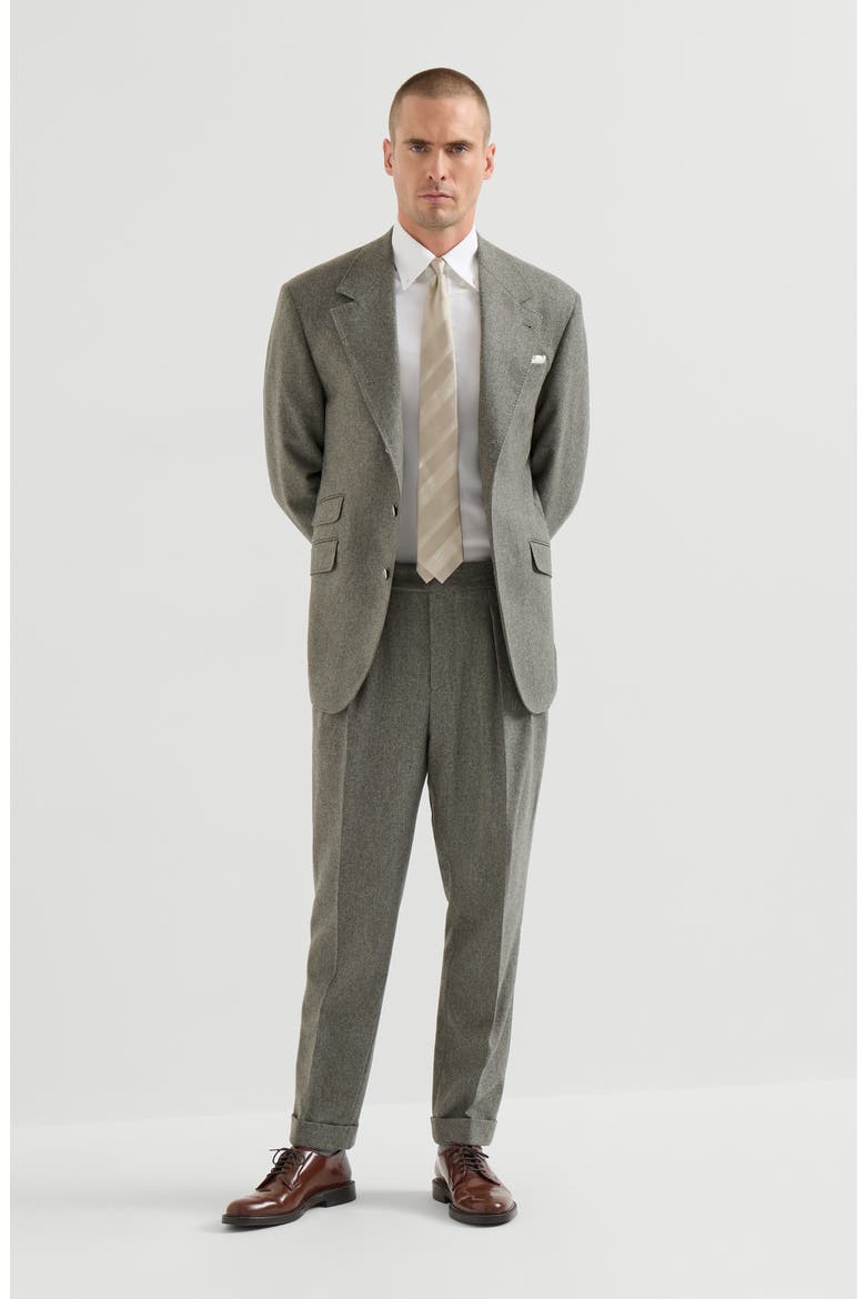 Virgin wool flannel Cavallo Tailor blazer with metal buttons, Alternate, color, Military