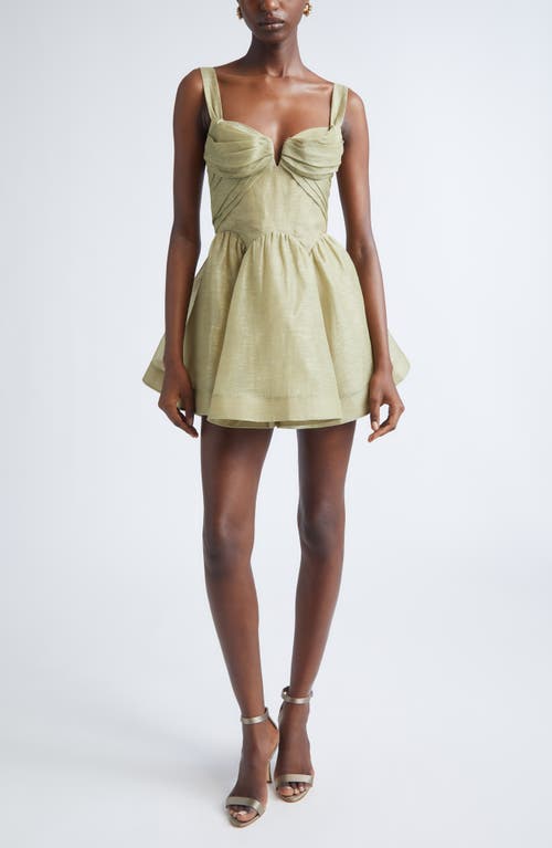 Zimmermann Rebellion Draped Linen & Silk Fit & Flare Minidress In Brown