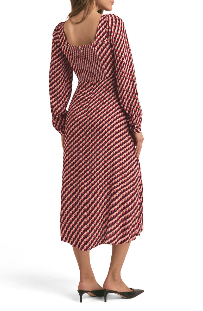 Favorite Daughter The Vineyard Geo Print Long Sleeve Midi Dress, Alternate, color, Retro Rouge Hounds