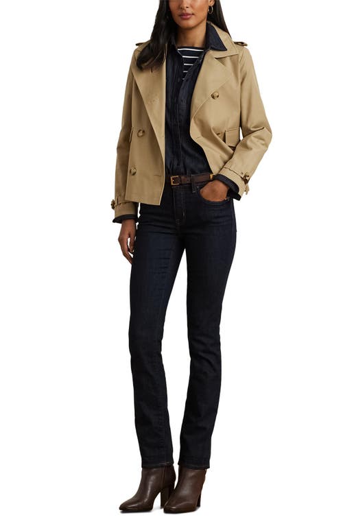 Ralph Lauren Lauren Crop Cotton Blend Trench Coat In Birch Tan