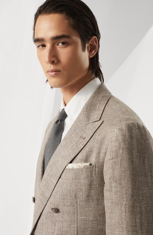 Brunello Cucinelli Double Face Silk Pocket Square In Panama