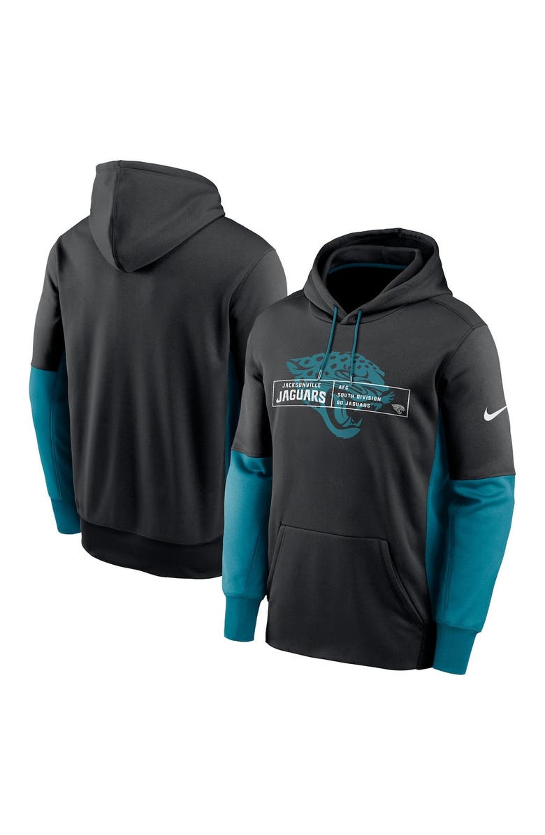 Nike Men's Nike Black Jacksonville Jaguars Color Block Fleece Performance Pullover Hoodie, Main, color,