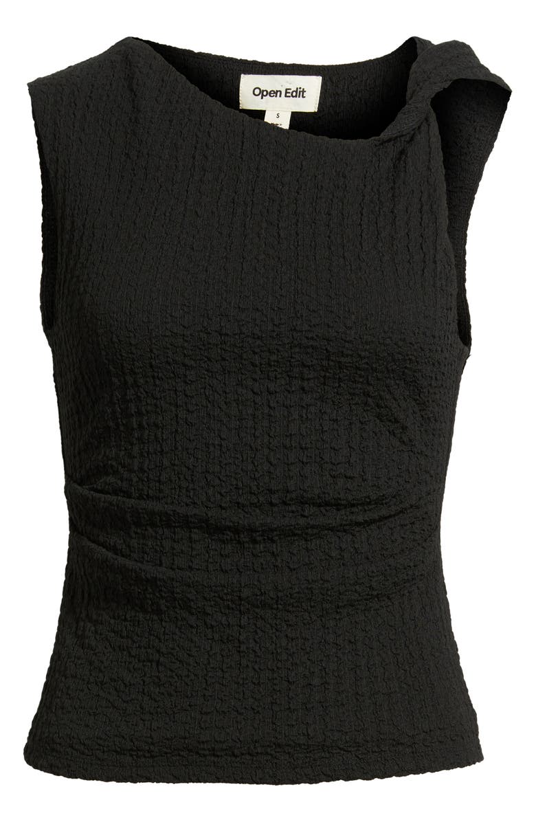 Open Edit Twisted Shoulder Textured Tank, Alternate, color, Black